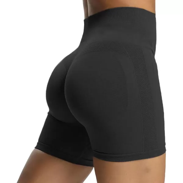 Aoxjox Workout Seamless Biker Shorts for Women High Waisted Exercise Athletic Gym Fitness Yoga Contour Sculpt Shorts 6quotBlack