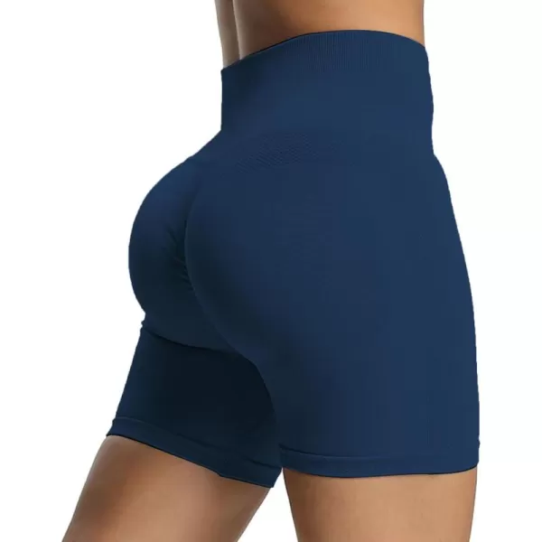 Aoxjox Workout Seamless Biker Shorts for Women High Waisted Exercise Athletic Gym Fitness Yoga Contour Sculpt Shorts 6quotEstate Blue