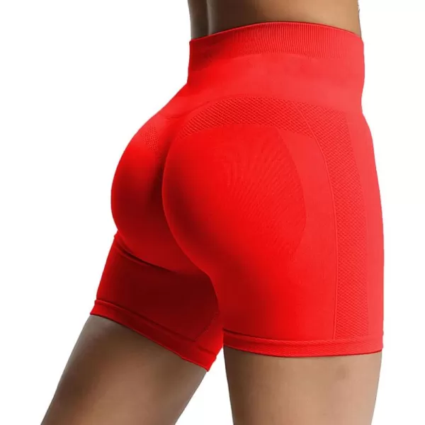 Aoxjox Workout Seamless Biker Shorts for Women High Waisted Exercise Athletic Gym Fitness Yoga Contour Sculpt Shorts 6quotFiery Red