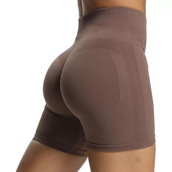 Aoxjox Workout Seamless Biker Shorts for Women High Waisted Exercise Athletic Gym Fitness Yoga Contour Sculpt Shorts 6quotFudge Coffee