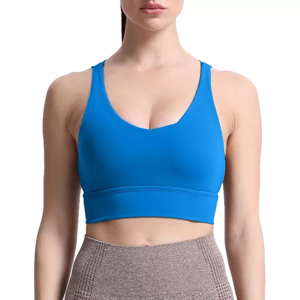 Aoxjox Caged Sports Bras for Women High Impact Fitness Running MultiCross Back Training Yoga Crop Tank Workout TopsDirectoire Blue