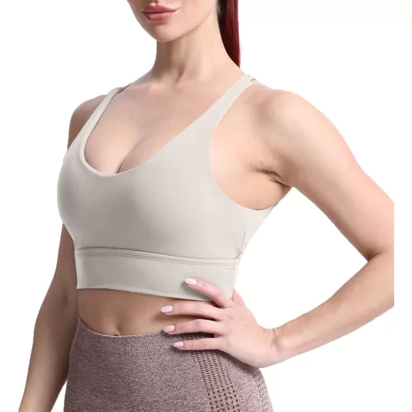 Aoxjox Caged Sports Bras for Women High Impact Fitness Running MultiCross Back Training Yoga Crop Tank Workout TopsMink