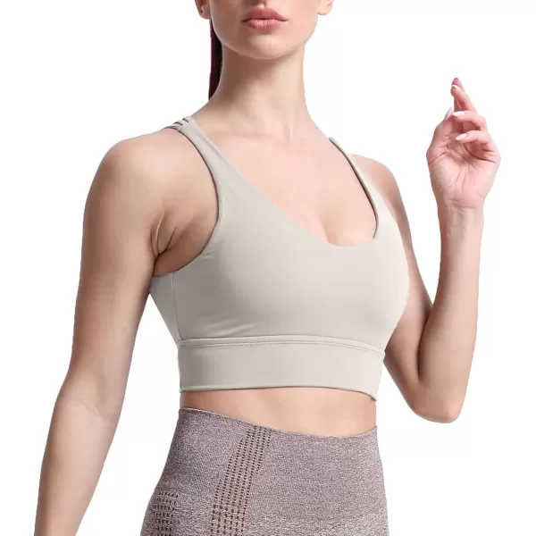 Aoxjox Caged Sports Bras for Women High Impact Fitness Running MultiCross Back Training Yoga Crop Tank Workout TopsMink