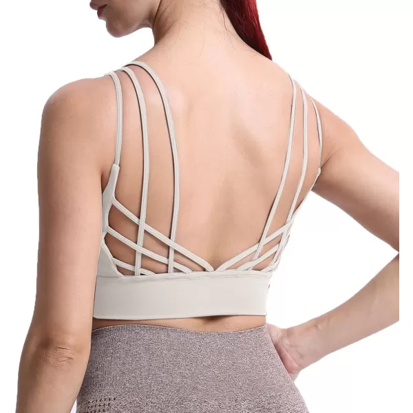 Aoxjox Caged Sports Bras for Women High Impact Fitness Running MultiCross Back Training Yoga Crop Tank Workout TopsMink