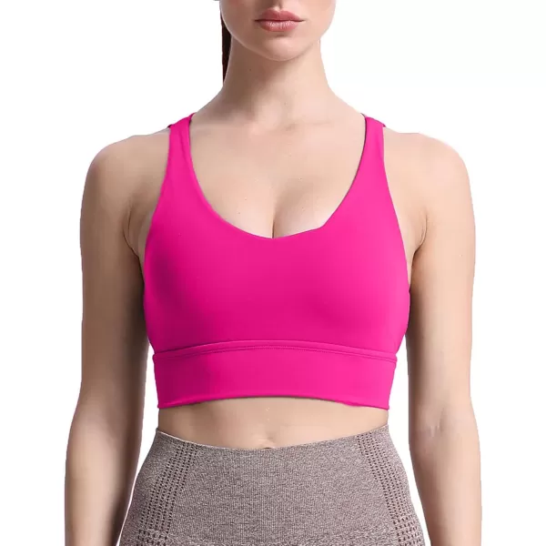 Aoxjox Caged Sports Bras for Women High Impact Fitness Running MultiCross Back Training Yoga Crop Tank Workout TopsRose Red