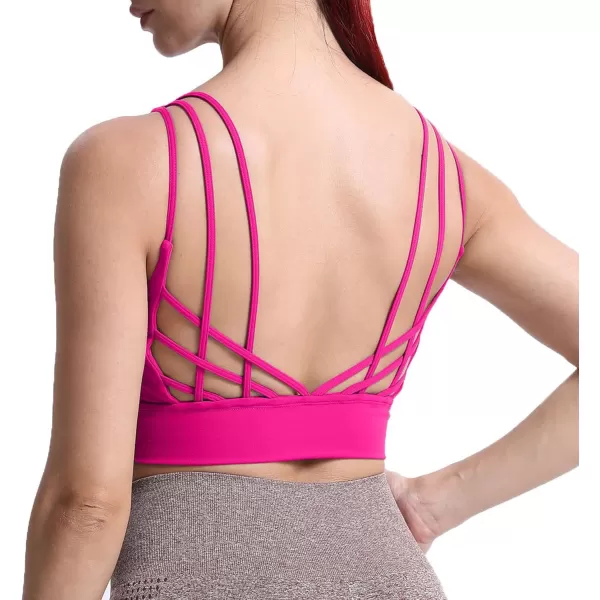 Aoxjox Caged Sports Bras for Women High Impact Fitness Running MultiCross Back Training Yoga Crop Tank Workout TopsRose Red