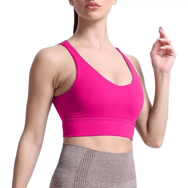 Aoxjox Caged Sports Bras for Women High Impact Fitness Running MultiCross Back Training Yoga Crop Tank Workout TopsRose Red