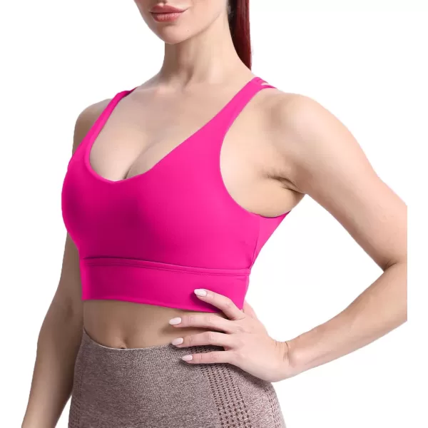 Aoxjox Caged Sports Bras for Women High Impact Fitness Running MultiCross Back Training Yoga Crop Tank Workout TopsRose Red