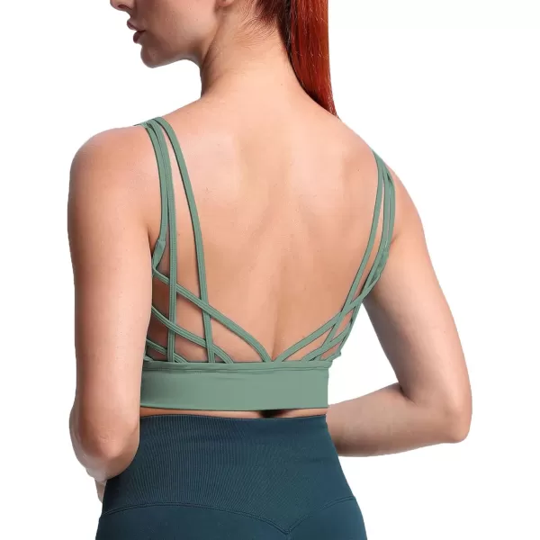 Aoxjox Caged Sports Bras for Women High Impact Fitness Running MultiCross Back Training Yoga Crop Tank Workout TopsSage Green