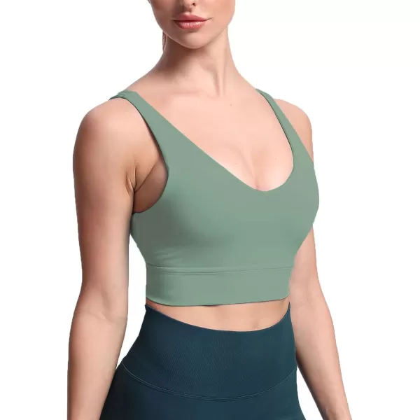 Aoxjox Caged Sports Bras for Women High Impact Fitness Running MultiCross Back Training Yoga Crop Tank Workout TopsSage Green
