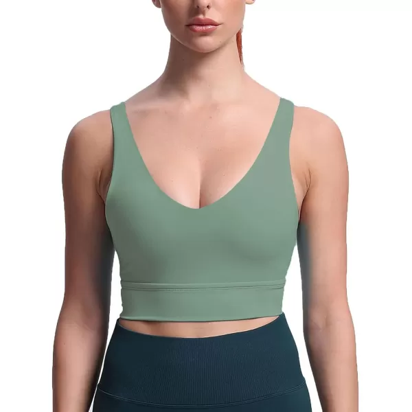Aoxjox Caged Sports Bras for Women High Impact Fitness Running MultiCross Back Training Yoga Crop Tank Workout TopsSage Green