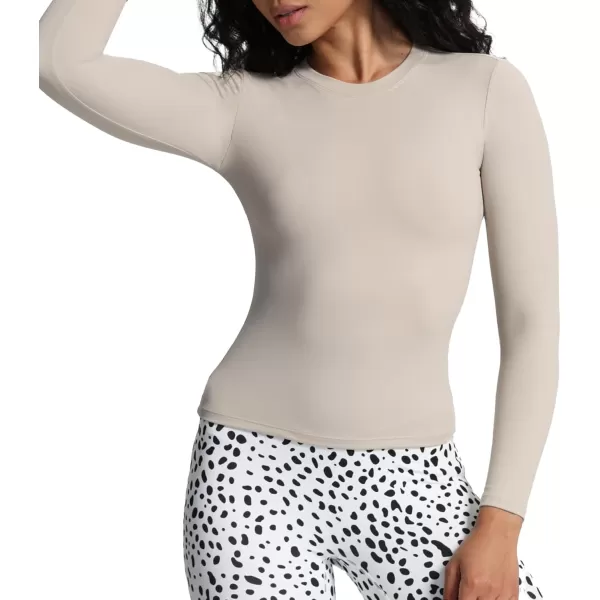 Aoxjox Long Sleeve Crop Top Crop Lengths for Women Classic Longline Workout Crop T Shirt Top Crop LengthMink