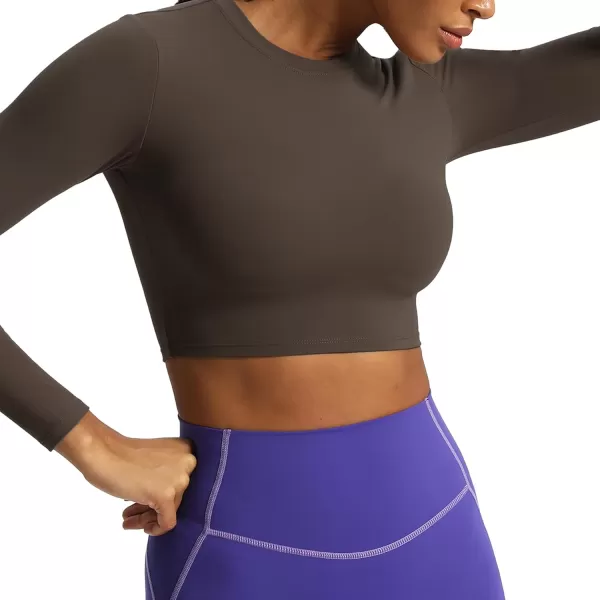 Aoxjox Long Sleeve Crop Top Crop Lengths for Women Classic Longline Workout Crop T Shirt Top Crop LengthMulch