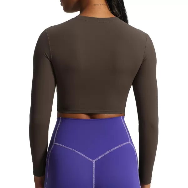 Aoxjox Long Sleeve Crop Top Crop Lengths for Women Classic Longline Workout Crop T Shirt Top Crop LengthMulch