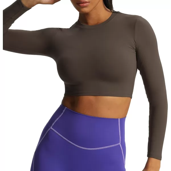Aoxjox Long Sleeve Crop Top Crop Lengths for Women Classic Longline Workout Crop T Shirt Top Crop LengthMulch