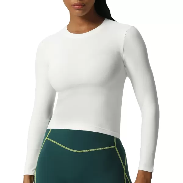 Aoxjox Long Sleeve Crop Top Crop Lengths for Women Classic Longline Workout Crop T Shirt Top Crop LengthWhite