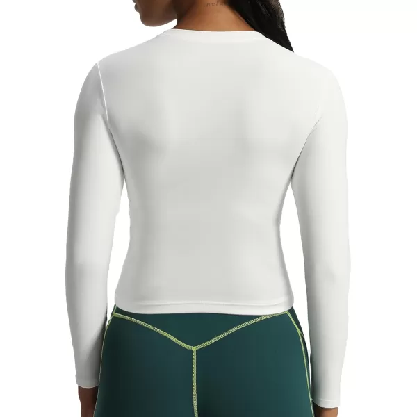 Aoxjox Long Sleeve Crop Top Crop Lengths for Women Classic Longline Workout Crop T Shirt Top Crop LengthWhite