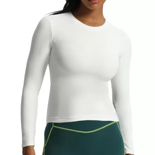 Aoxjox Long Sleeve Crop Top Crop Lengths for Women Classic Longline Workout Crop T Shirt Top Crop LengthWhite