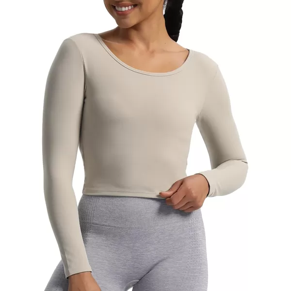 imageAoxjox Long Sleeve Crop Tops for Women Victoria Open VBack Workout Crop T Shirt TopMink