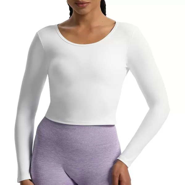 imageAoxjox Long Sleeve Crop Tops for Women Victoria Open VBack Workout Crop T Shirt TopWhite
