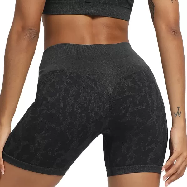 Aoxjox Scrunch Workout Shorts for Women Seamless Asset Butt Lifting Short Gym Running Active Exercise Fitness Yoga Shorts 5quot2 Black Butterfly Camo