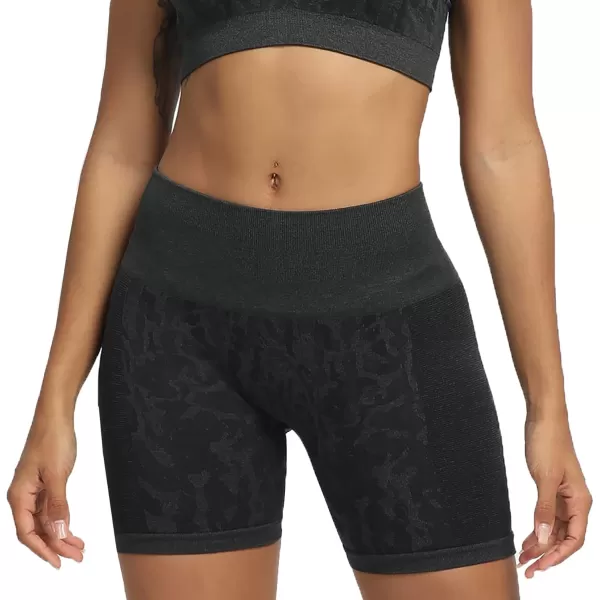 Aoxjox Scrunch Workout Shorts for Women Seamless Asset Butt Lifting Short Gym Running Active Exercise Fitness Yoga Shorts 5quot2 Black Butterfly Camo