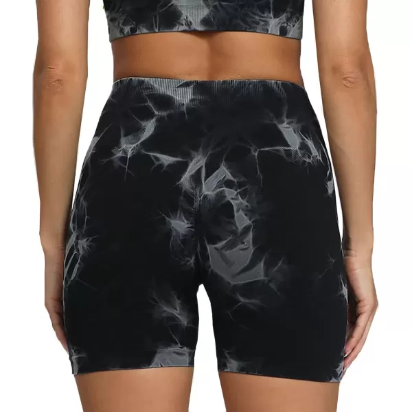 Aoxjox Scrunch Workout Shorts for Women Seamless Asset Butt Lifting Short Gym Running Active Exercise Fitness Yoga Shorts 5quot2 Black Tiedye