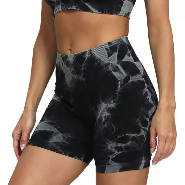 Aoxjox Scrunch Workout Shorts for Women Seamless Asset Butt Lifting Short Gym Running Active Exercise Fitness Yoga Shorts 5quot2 Black Tiedye