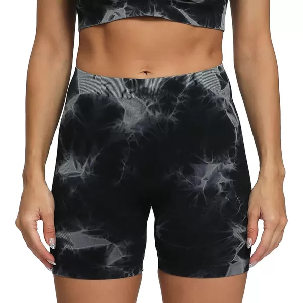 Aoxjox Scrunch Workout Shorts for Women Seamless Asset Butt Lifting Short Gym Running Active Exercise Fitness Yoga Shorts 5quot2 Black Tiedye