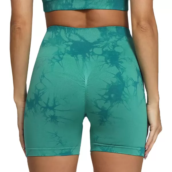 Aoxjox Scrunch Workout Shorts for Women Seamless Asset Butt Lifting Short Gym Running Active Exercise Fitness Yoga Shorts 5quot2 Green Tiedye