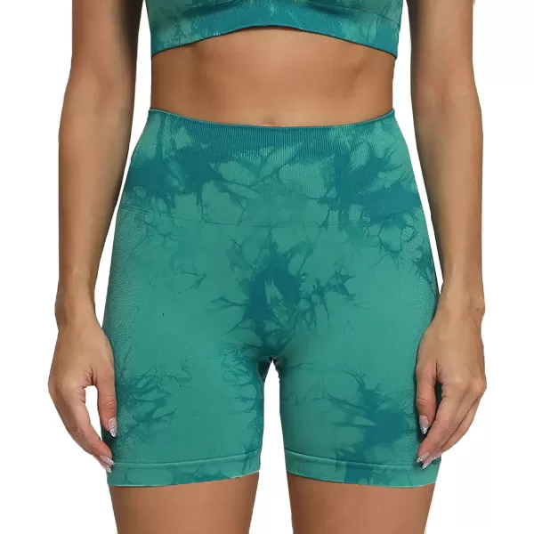 Aoxjox Scrunch Workout Shorts for Women Seamless Asset Butt Lifting Short Gym Running Active Exercise Fitness Yoga Shorts 5quot2 Green Tiedye