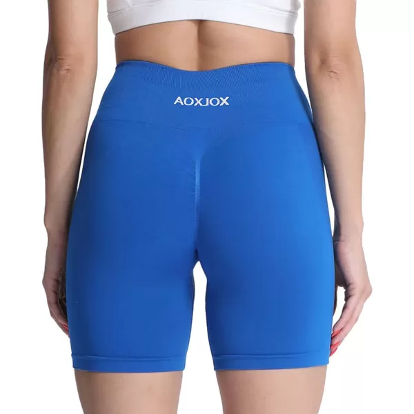 Aoxjox Scrunch Workout Shorts for Women Seamless Asset Butt Lifting Short Gym Running Active Exercise Fitness Yoga Shorts 5quotBlue