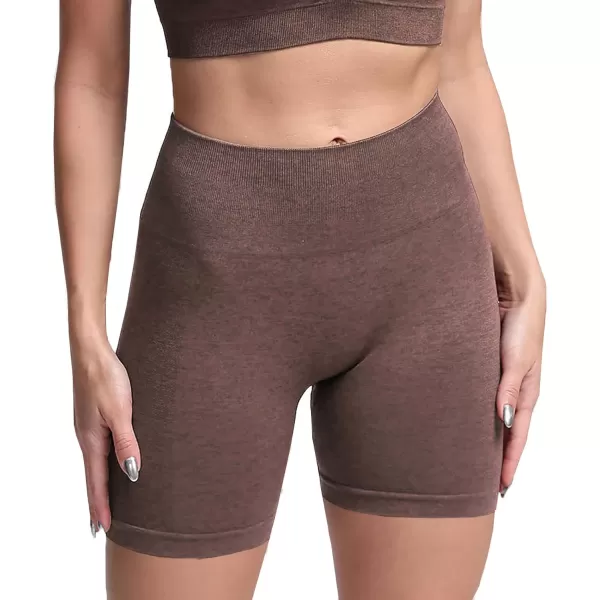 Aoxjox Scrunch Workout Shorts for Women Seamless Asset Butt Lifting Short Gym Running Active Exercise Fitness Yoga Shorts 5quotFudge Coffee Marl