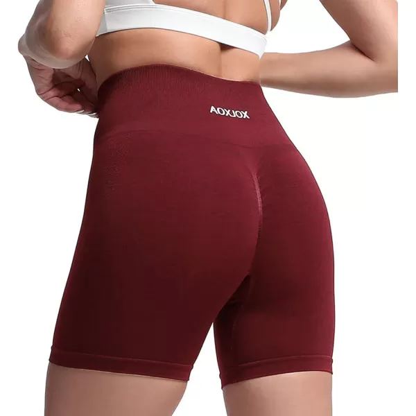 Aoxjox Scrunch Workout Shorts for Women Seamless Asset Butt Lifting Short Gym Running Active Exercise Fitness Yoga Shorts 5quotJam Red Marl