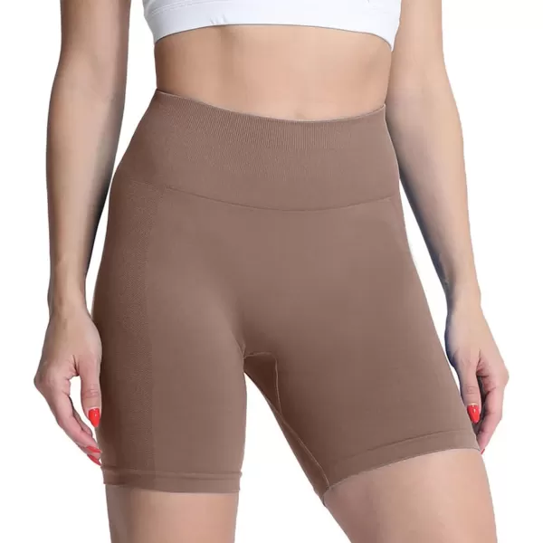 Aoxjox Scrunch Workout Shorts for Women Seamless Asset Butt Lifting Short Gym Running Active Exercise Fitness Yoga Shorts 5quotLight Brown