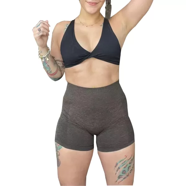 Aoxjox Scrunch Workout Shorts for Women Seamless Asset Butt Lifting Short Gym Running Active Exercise Fitness Yoga Shorts 5quotMocha Marl