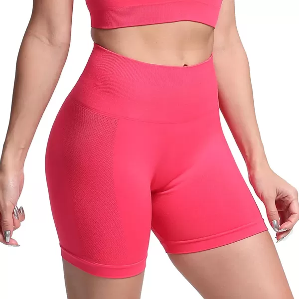 Aoxjox Scrunch Workout Shorts for Women Seamless Asset Butt Lifting Short Gym Running Active Exercise Fitness Yoga Shorts 5quotRose Red