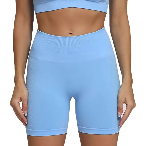 Aoxjox Scrunch Workout Shorts for Women Seamless Asset Butt Lifting Short Gym Running Active Exercise Fitness Yoga Shorts 5quotSky Blue