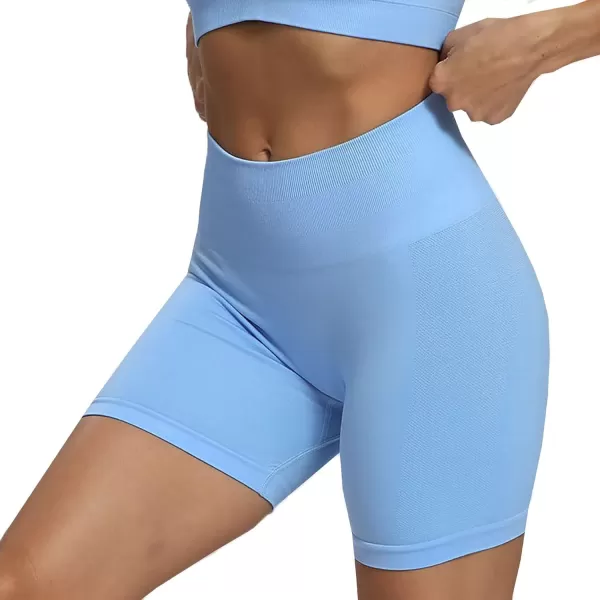Aoxjox Scrunch Workout Shorts for Women Seamless Asset Butt Lifting Short Gym Running Active Exercise Fitness Yoga Shorts 5quotSky Blue