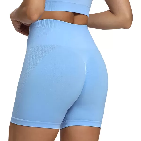 Aoxjox Scrunch Workout Shorts for Women Seamless Asset Butt Lifting Short Gym Running Active Exercise Fitness Yoga Shorts 5quotSky Blue