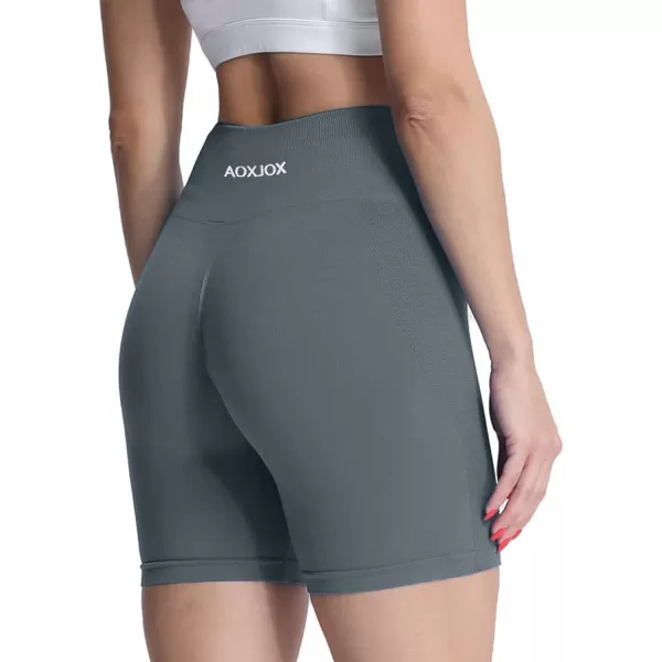 Aoxjox Scrunch Workout Shorts for Women Seamless Asset Butt Lifting Short Gym Running Active Exercise Fitness Yoga Shorts 5quotSteel