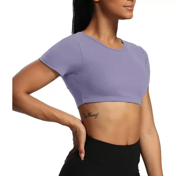 Aoxjox Short Sleeve Crop Tops for Women Clarissa Hollow Back Workout Crop T Shirt TopLazuli