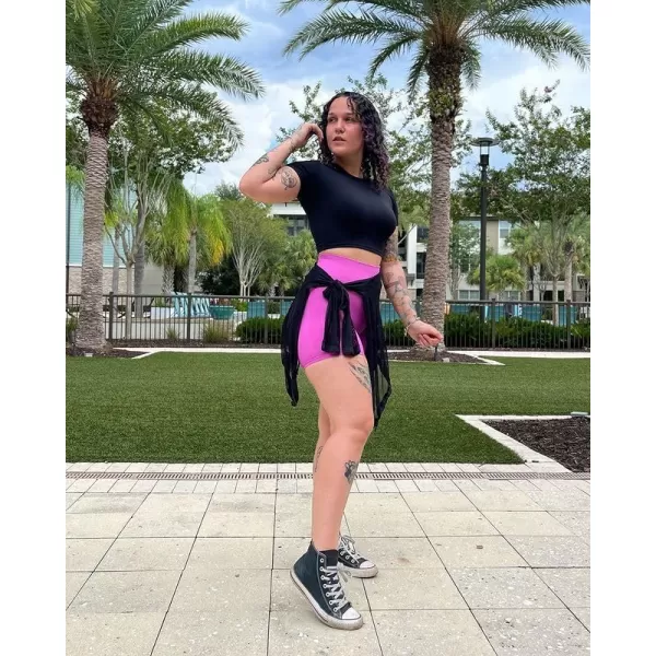 Aoxjox Short Sleeve Crop Tops for Women Classic Longline Workout Crop T Shirt TopBlack