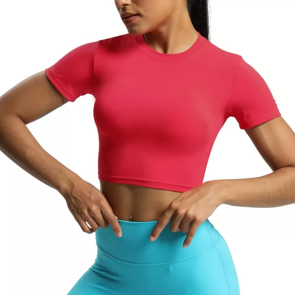 Aoxjox Short Sleeve Crop Tops for Women Classic Longline Workout Crop T Shirt TopLove Potion