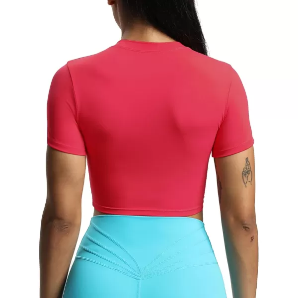 Aoxjox Short Sleeve Crop Tops for Women Classic Longline Workout Crop T Shirt TopLove Potion