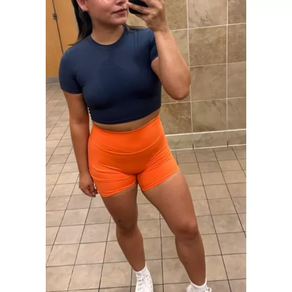 Aoxjox Short Sleeve Crop Tops for Women Classic Longline Workout Crop T Shirt TopNavy