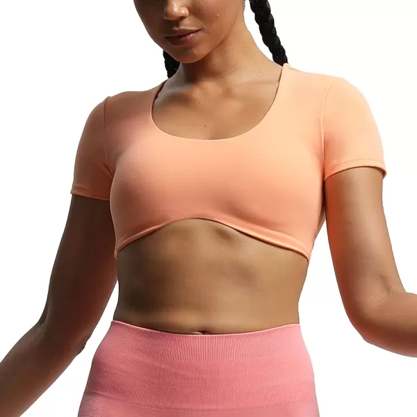 Aoxjox Short Sleeve Crop Tops for Women Define Sculpt Workout Crop T Shirt TopPapaya