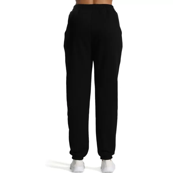 Aoxjox Sweatpants for Women with Pocket High Waisted Baggy Jogger Fleece Lined Cotton Cloud Lounge Pants 30Black