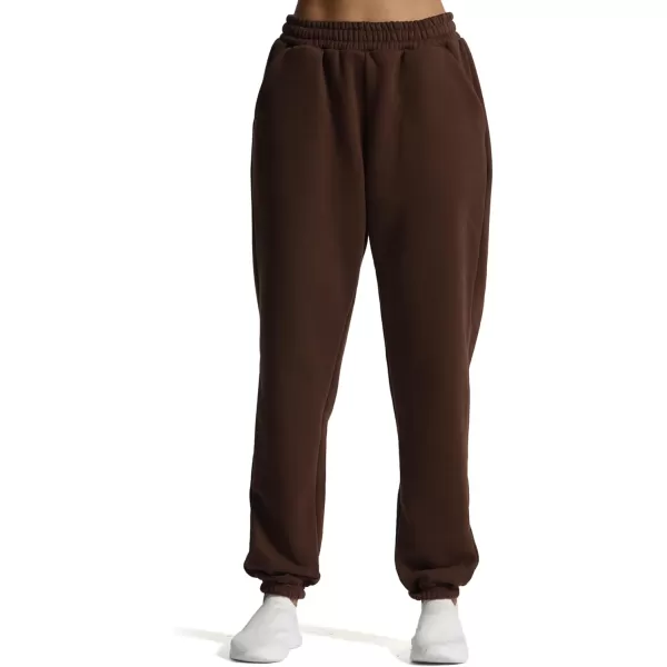 Aoxjox Sweatpants for Women with Pocket High Waisted Baggy Jogger Fleece Lined Cotton Cloud Lounge Pants 30Fudge Coffee