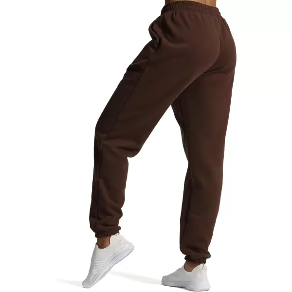 Aoxjox Sweatpants for Women with Pocket High Waisted Baggy Jogger Fleece Lined Cotton Cloud Lounge Pants 30Fudge Coffee